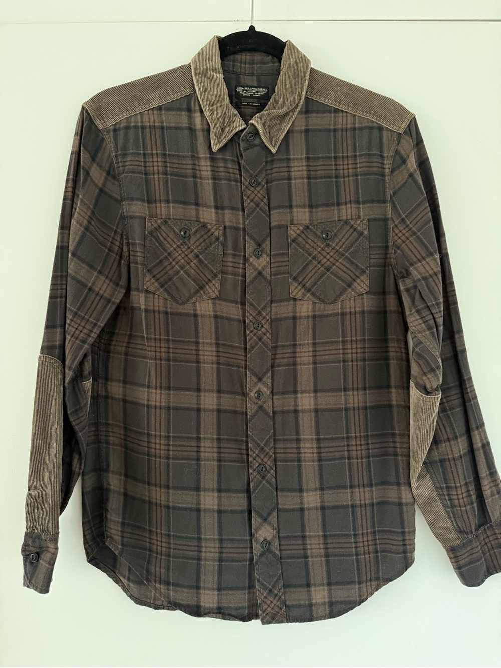 Allsaints Brown Plaid Flannel Shirt Corduroy Theory Vince Rails Abercrombie